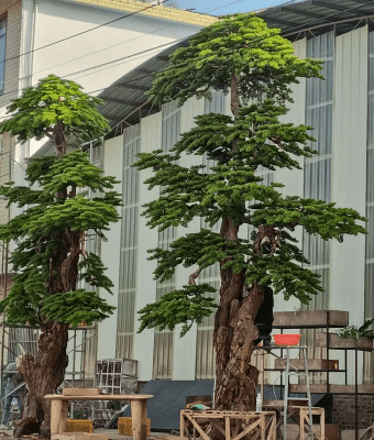 Tall artificial pine tree